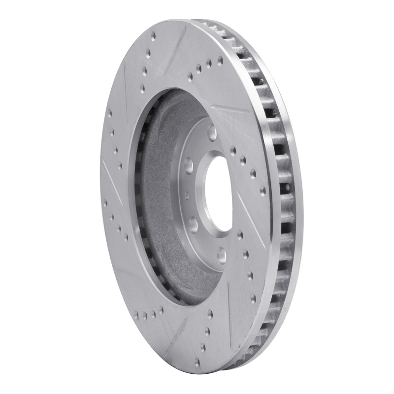 Cadillac SRX Brake Rotor (1) - Front Right - R1 Concepts - Drilled & Slotted - Silver - `04-`09